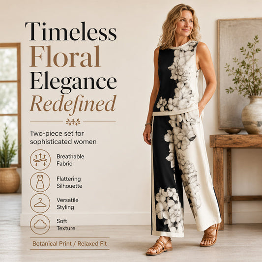 Dames bloemenprint top- en broekset