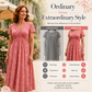 👗Damesjurk met V-hals, bloemenprint en gedraaide taille