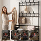 🚚Gratis verzending🏠 3-in-1 organizer voor de hal: vrijstaande kapstok met 5-laags opbergrek, 8 haken, verstelbare schoenenplank en kastrek – voor woonkamer, slaapkamer en hal.