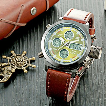 ⌚Vintage tweeledig display waterdicht mechanisch horloge