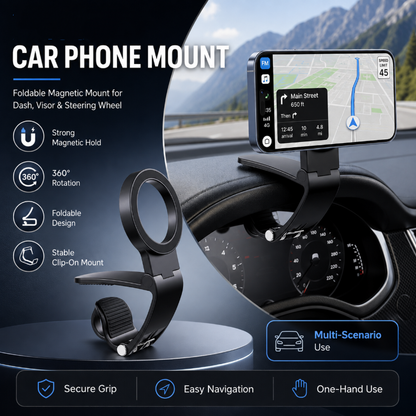📢📢 50% KORTING🚗 Magnetische autotelefoonhouder – rubberen luchtroosterclip, compatibel, 95° verstelbaar, 20 brede neodymiummagneten, eenhandige bediening