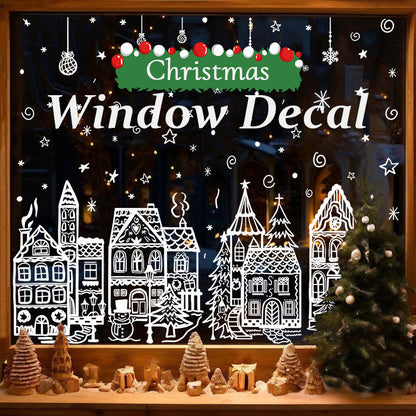 📢📢  1+1 gratis⏰🎄 Kerststad raamstickerset
