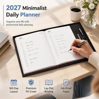 📢📢  1+1 gratis📅🔥2027 Minimalistische Dagelijkse Planner Notitieboek