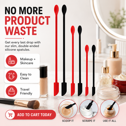 Mini-setje siliconen spatels voor make-up en huidverzorging, in het rood of zwart.