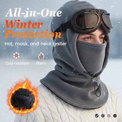 🧣 Alles-in-één flanellen muts met masker en nekwarmer | Winddicht voor fietsen in de koude herfst en winter.