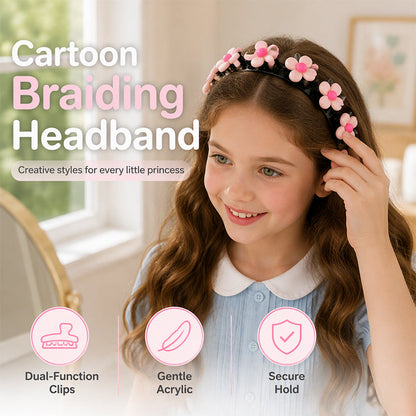 📢📢  1+1 gratis🌻Elke ochtend gevecht bij het haar doen – Cartoon Haarband met Ingebouwde Vlechtclips voor Meisjes | 13 Printjes 🌸✨