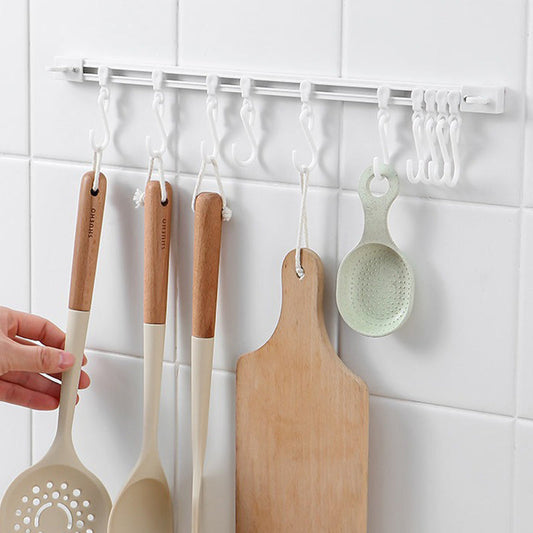 📢📢  1+1 gratis🍳Zelfklevende keukenrail maet 10 schuifhaken – ruimtebesparend, zonder boren & stevig. Houd uw keuken georganiseerd! ✨🔧
