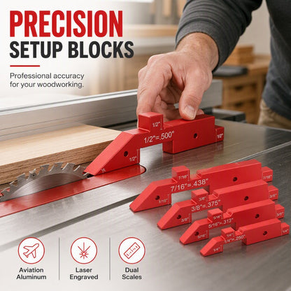 📢📢 50% KORTING!! 📏 Aluminium Instelblokken voor Houtbewerking – Precisie Setup Blocks voor Zaag- & Freestafels