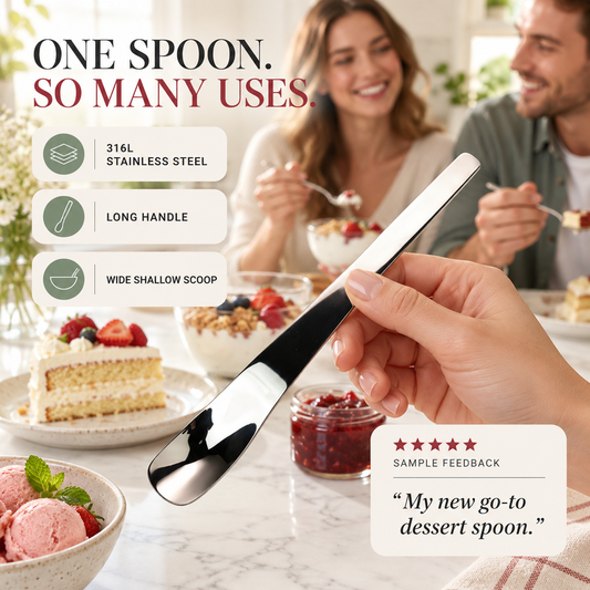 Rvs Dessertlepel Met Lang Ergonomisch Handvat