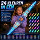 📢📢 50% KORTING!! ⚔️Oplaadbaar Dubbelbladig Lichtgevend Zwaard – 360° draaien, uitschuifbaar, 24 lichtstanden, bewegingsgeluiden, USB-C. Een episch cadeau voor kinderen vanaf 6 jaar! 🎁💪