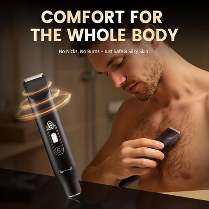 📢📢 50% KORTING🪒 Elektrische lichaamshaartrimmer voor mannen en vrouwen – waterdichte trimmer met dubbele kop, vervangbare keramische meskoppen, nat/droog