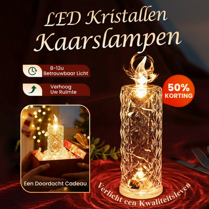 📢📢 1+1 gratis🎄LED kristallen kaars – geen vlam, gewoon schakelen, 8-12 uur betrouwbaar licht & een doordacht geschenk. Creëer een romantische avond! ✨🎁