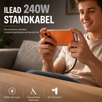 🎁 Sinterklaasactie: 50% korting📱🔌2-in-1 Opvouwbare Standaard 240W Snelladende Gevlochten Type-C Kabel