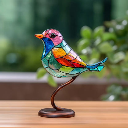 Glas-in-lood Vogels op Tak Bureaudecoraties