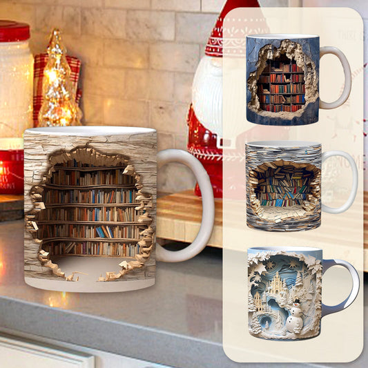 [creative gift] 3D Bookshelf Mug Cup